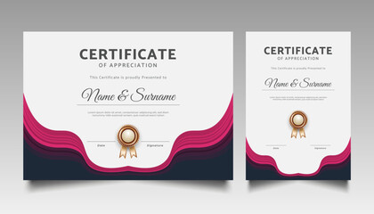 Modern Certificate Template with Wave Ornaments