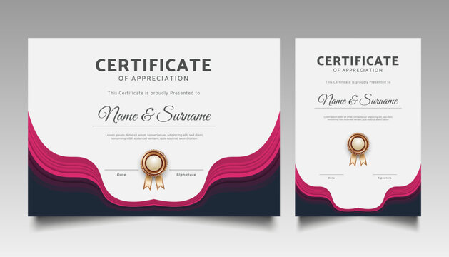 Modern Certificate Template with Wave Ornaments