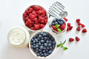 Healthy food and breakfast. glass of delicious homemade smoothie, dessert made from chia and berries. delicious milkshake, vegan raw food. Summer card. Good morning.Selective focus.