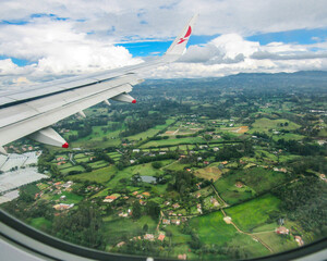 Medellin view from airplane window, Colombia