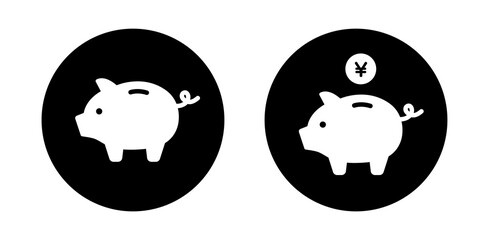 ブタの貯金箱のアイコンのセット／お金／家計／ビジネス