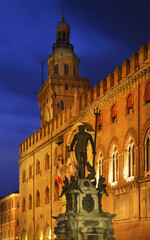 Fototapeta premium Fountain Neptune and Palazzo Accursio in Bologna. Italy