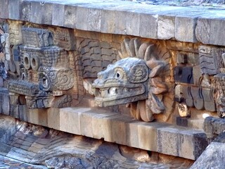 Mexico, Prehispanic city of Teotihuacan, feathered serpent