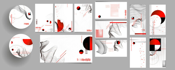 Poster white background design Japanese style templates set invitations to lines abstract background for book cover texture