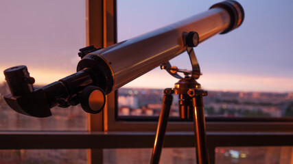 telescope on the balcony, Telescope on the tripod, shallow