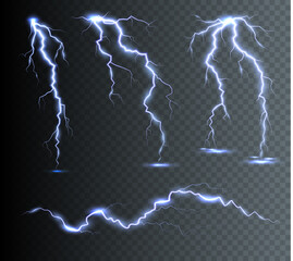 The power of lightning and shock discharge, thunder, radiance. Thunder bolt isolated.