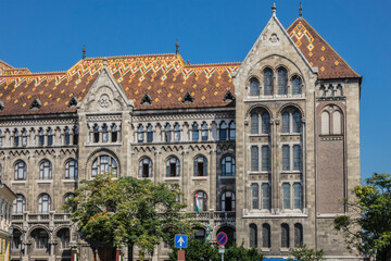 Fototapeta na wymiar Art nouveau National Archives of Hungary building. Buda Castle, Budapest, Hungary.