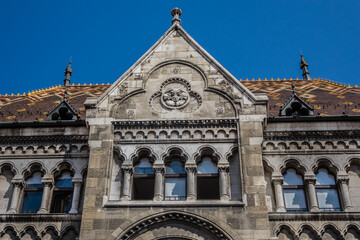 Obraz premium Art nouveau National Archives of Hungary building. Buda Castle, Budapest, Hungary.