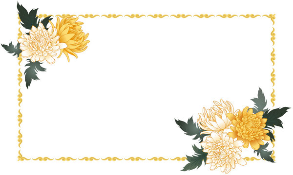 菊の花のベクターイラストフレーム枠