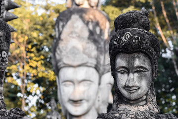 Fototapeta premium The old prayer statue at sala Kaew Ku (The sculpture park) in Nong Khai province Thailand