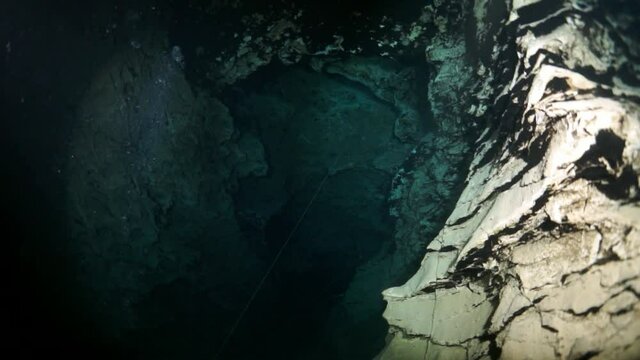 Diver in underwater cave budapesht