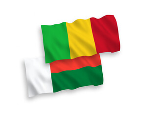 Obraz premium Flags of Mali and Madagascar on a white background