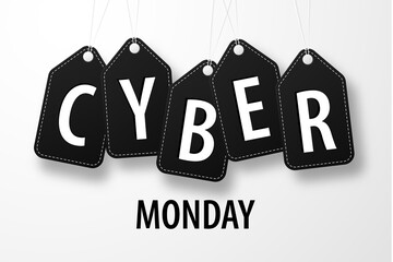 Realistic isolated blank price tag coupons for Cyber Monday sale for decoration and covering