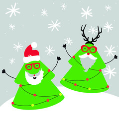 Print Funny Christmas card, vector illustration
