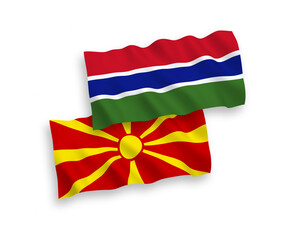 Flags of Republic of Gambia and North Macedonia on a white background