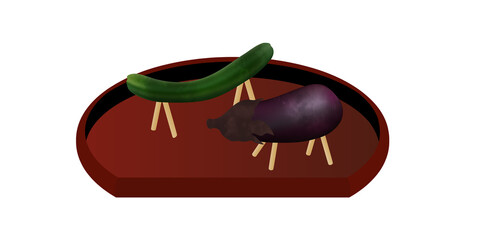 精霊馬のアナログ風ベクターイラスト