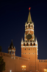 Fototapeta na wymiar Spasskaya and Tsarskaya towers of Moscow Kremlin. Russia