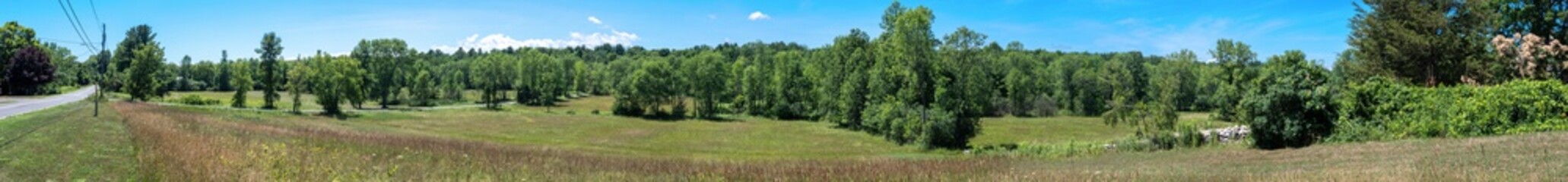 Fototapeta premium Panoramic summer view of a land in Willsboro Point NY