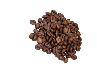 Fragrant coffee beans on a white background