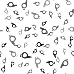 Black Whistle icon isolated seamless pattern on white background. Referee symbol. Fitness and sport sign. Vector Illustration.