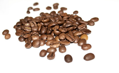 Coffee beans on a white background