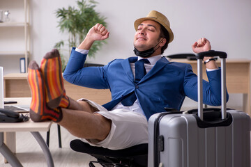 Businessman preparing for trip during pandemic