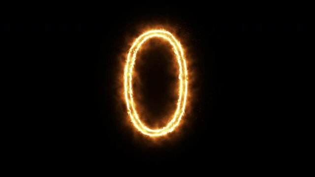 Fire number 0 of burning flame. Number zero made from fire flame. Flaming burn font or bonfire alphabet text with sizzling fiery  shining heat effect. 3D rendering.