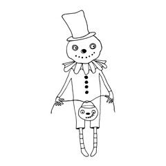 Mister Halloween character, Mister pumpkin on a white background.