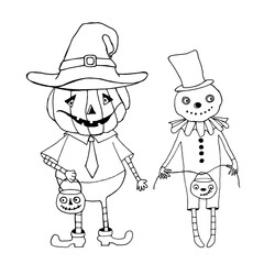 Mister Halloween character, Mister pumpkin on a white background.