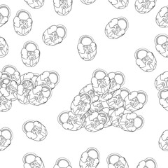 Endless pattern of falling padlock in black and white