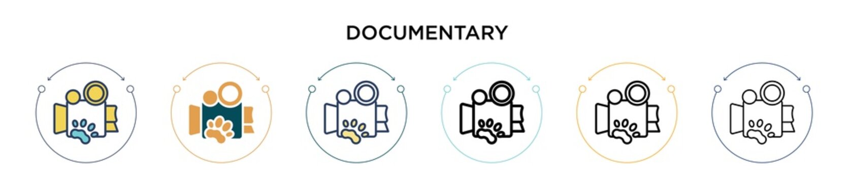 Documentary Icon In Filled, Thin Line, Outline And Stroke Style. Vector Illustration Of Two Colored And Black Documentary Vector Icons Designs Can Be Used For Mobile, Ui, Web