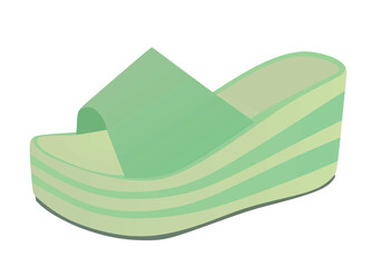 Green striped woman sandal. vector illustration