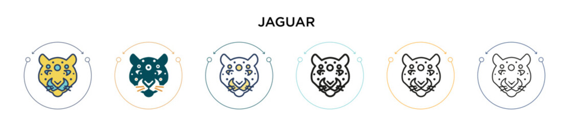 Jaguar icon in filled, thin line, outline and stroke style. Vector illustration of two colored and black jaguar vector icons designs can be used for mobile, ui, web © Digital Bazaar