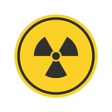 Radiation toxic Sign. Radiation nuclear vector icon. Symbol of Warning toxic in a black frame on yellow background.