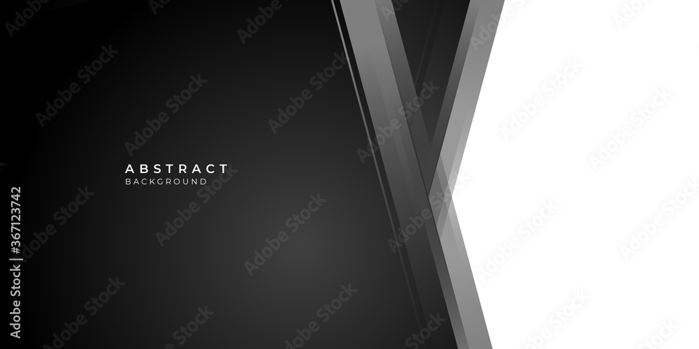 Wall mural grey white black abstract background geometry shine and layer element vector for presentation design