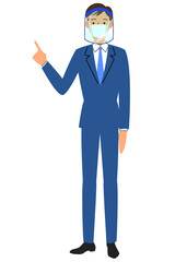 フェイスシールドをつけたビジネスマン
