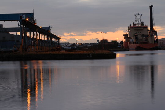 Birkenhead docks at night