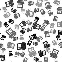 Black Telephone icon isolated seamless pattern on white background. Landline phone. Vector Illustration.