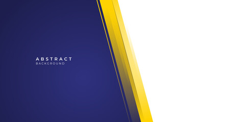 Paper layer abstract geometric blue and yellow on white background. Rectangle and lines use for banner, cover, poster, wallpaper, design with space for text. Business report cover background design