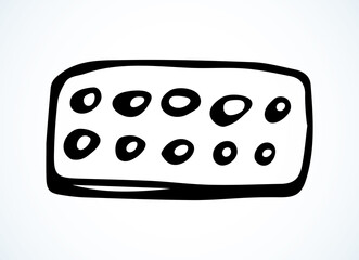 Plate with pills. Vector drawing