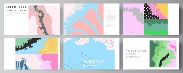 Vector layout of the presentation slides design templates, multipurpose template for presentation brochure, brochure cover. Japanese pattern template. Landscape background decoration in Asian style. - obrazy, fototapety, plakaty