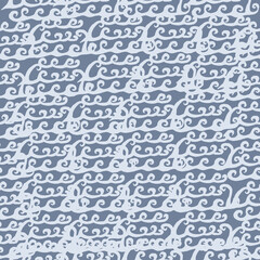 Endless pattern of seagulls on a blue background