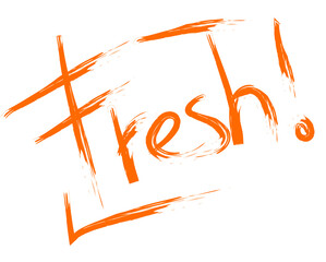 Vector lettering Fresh in orange color. Handwritten unique text suitable for logo, print, tag