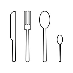 Cutlery black on a white background, icon for design, vector illustration