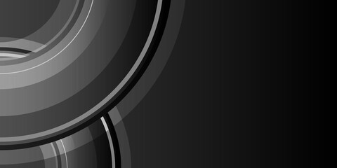 Modern simple abstract black background with white circle stripes for business and social media post stories design template