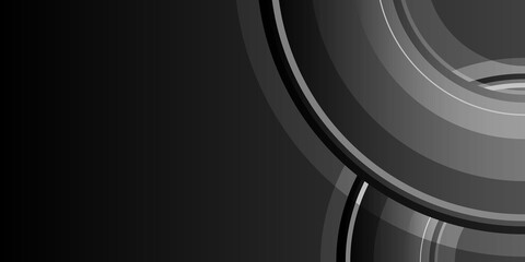 Modern simple abstract black background with white circle stripes for business and social media post stories design template
