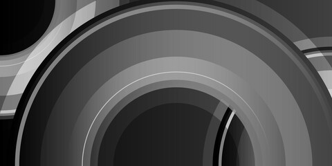 Modern simple abstract black background with white circle stripes for business and social media post stories design template