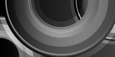 Modern simple abstract black background with white circle stripes for business and social media post stories design template