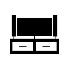 TV on the cabinet with speakers icon. Black icon