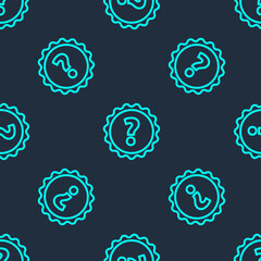 Green line Question mark icon isolated seamless pattern on blue background. FAQ sign. Copy files, chat speech bubble and chart. Vector Illustration.